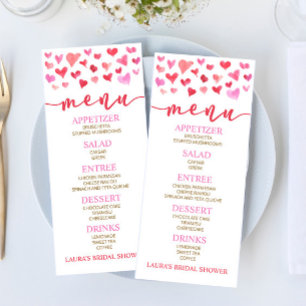 Red Pink Valentine Bridal Shower Food Menu