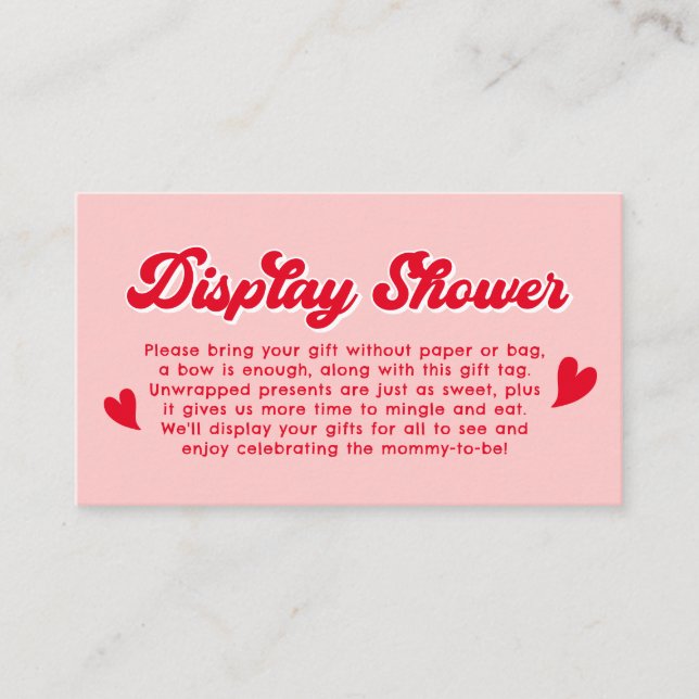 Red Pink Valentines Baby Shower Display Shower Enclosure Card (Front)
