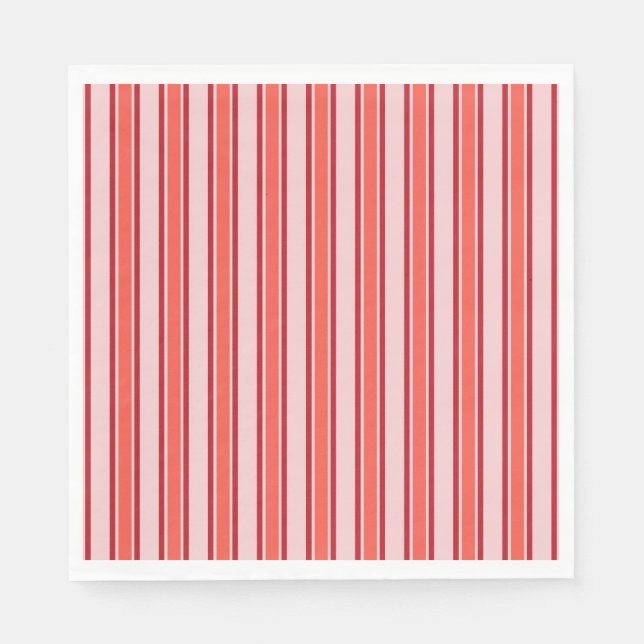 Red Pink Vertical Stripe Pattern Napkin (Front)