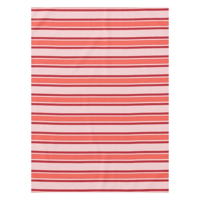 Red Pink Vertical Stripe Pattern Tablecloth (Front)