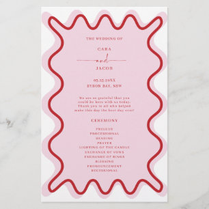 Red Pink Vibrant Wavy Border Ceremony Program