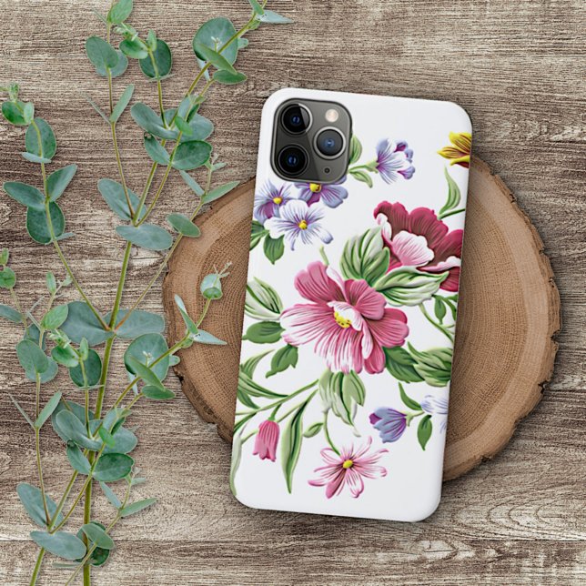 Red Pink Violet Purple Green Floral Art Pattern iPhone Case (Creator Uploaded)