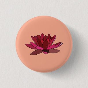 Red Pink Water Lily 3 Cm Round Badge