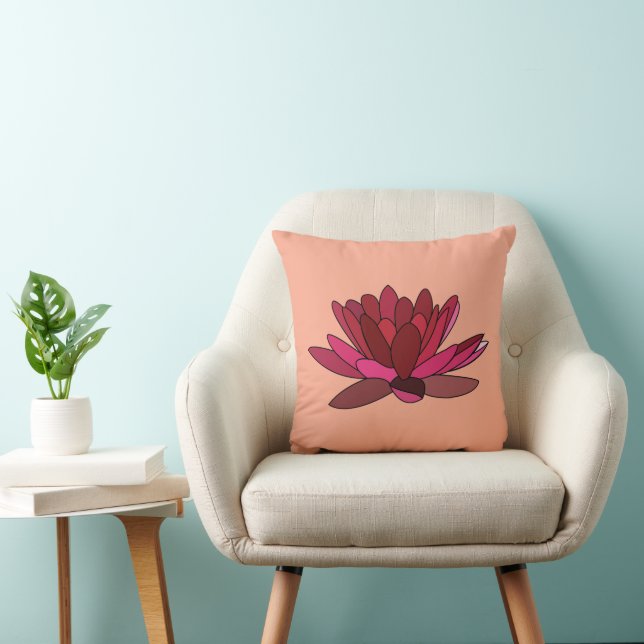 Red Pink Water Lily  Cushion (Chair)