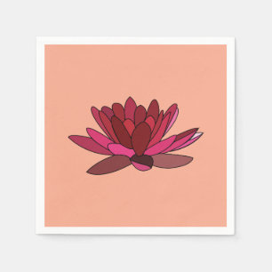 Red Pink Water Lily Party Napkin