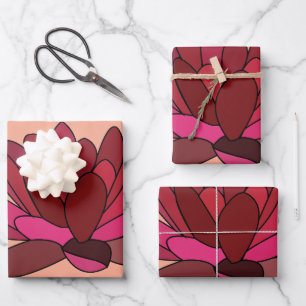 Red Pink Water Lily Wrapping Paper Sheet