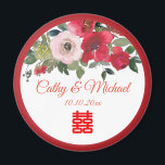 Red pink watercolor floral modern Chinese wedding Magnet<br><div class="desc">Realize your dream wedding with an oriental touch! You can customize the design by adding your names and wedding date etc. You are also welcome to reach out to me for any special design which is uniquely for you. Double happiness symbol and red decorations are the must have items for...</div>