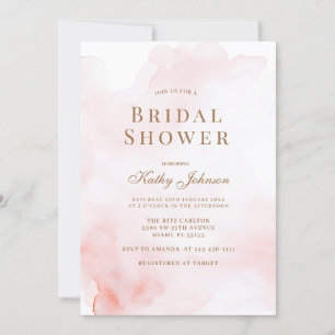 Red Pink Watercolor Wash Bridal Shower  Invitation
