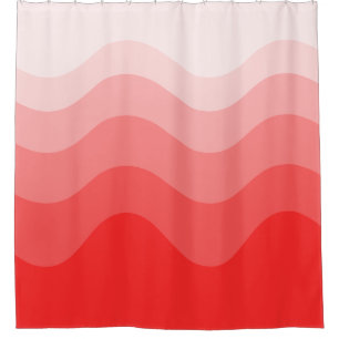 Red Pink Wavey Stripe Modern Shower Curtain