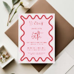 Red Pink Wavy Border 60th Birthday Invitation<br><div class="desc">Designed to coordinate with our Wavy Border Collection, this modern birthday invitation features the trendy & popular wavy border in red colour on white background. If you want to catch your guest's attention with a pop of colour on your trendy invitation, this suite is perfect for you. For more advanced...</div>