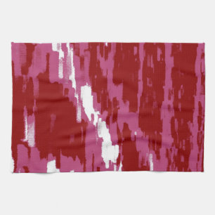 Red, Pink, White Abstract Art Retro Kitchen Towel