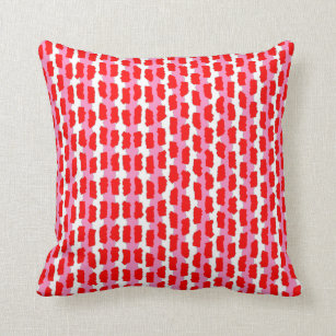 Red Pink White Dashed Abstract Stripe Pattern Cushion