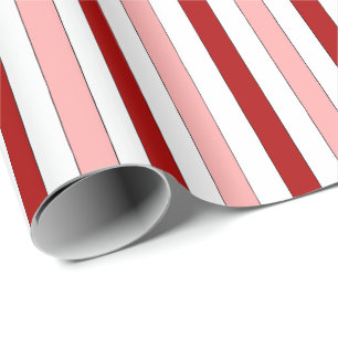 Red Pink White Hand-Drawn Stripes (large scale) Wrapping Paper