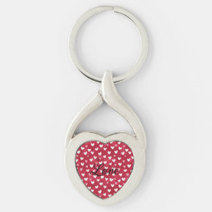 Red Pink White Hearts Key Ring