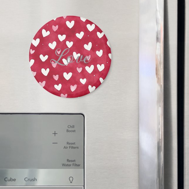 Red Pink White Hearts Magnet (In Situ (Fridge))