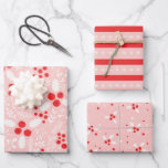 Red Pink White Holly Berries Mistletoe Christmas Wrapping Paper Sheet<br><div class="desc">Red and pink and white holly berries and mistletoe Holiday gift wrap - perfect for a trendy Christmas</div>