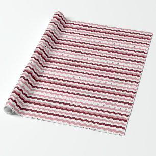Red Pink White Stripe Jagged Edge Wrapping Paper