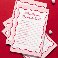 Red Pink Who Knows Bride Best Bridal Shower Game