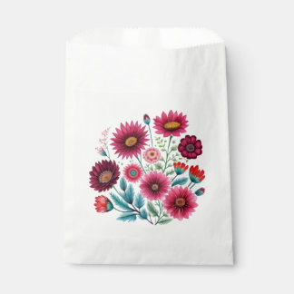 Red & pink wild flowers  Favour Bags