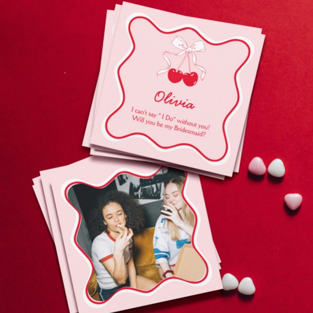 Red Pink Will You Be My Bridesmaid Proposal Card (Creator Uploaded)