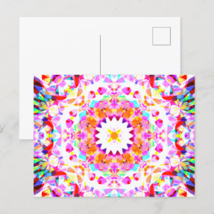 Red Pink Yellow Christmas Festive Star Snowflake Postcard