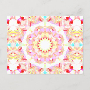 Red Pink Yellow Christmas Festive Star Snowflake Postcard