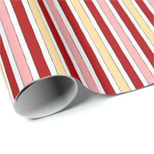 Red Pink Yellow Hand-Drawn Stripes Wrapping Paper