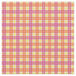 Red, Pink & Yellow Hot Summer Rainbow Plaid Tartan Fabric