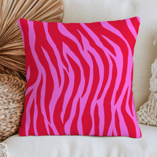 Red& Pink Zebra Pattern Retro Maximalist Cushion