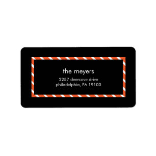 Red Pinstripe Black Modern Festive Family Xmas Label