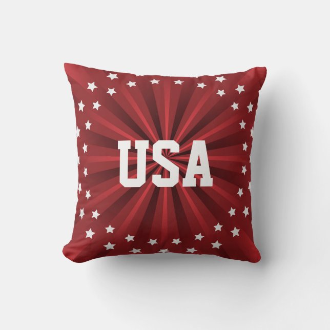Red Pinwheel with White Stars   Cushion (Front)