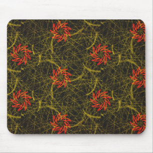 Red Pinwheels Amidst Yellow Swirls Fractal Mouse Pad