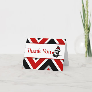 Red Pirate Baby Thank You Note Card