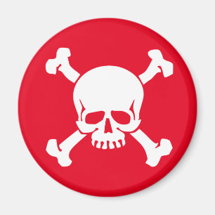 Red Pirate Jolly Rodger, Skull and Crossbones Magnet