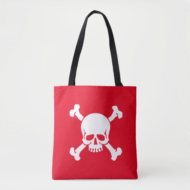 Red Pirate, Skull and Crossbones, Flag Tote Bag (Front)