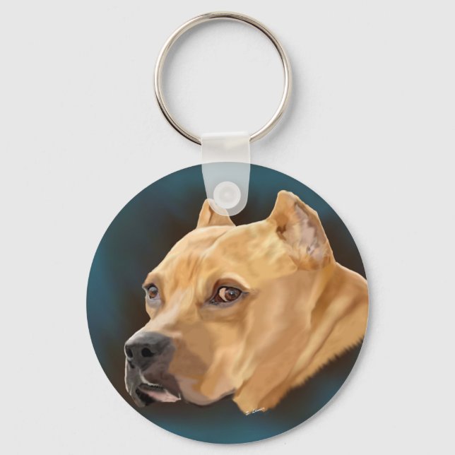 Red Pitbull Dog Key Ring (Front)