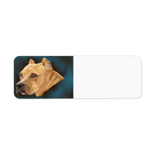 Red Pitbull Dog Return Address Label