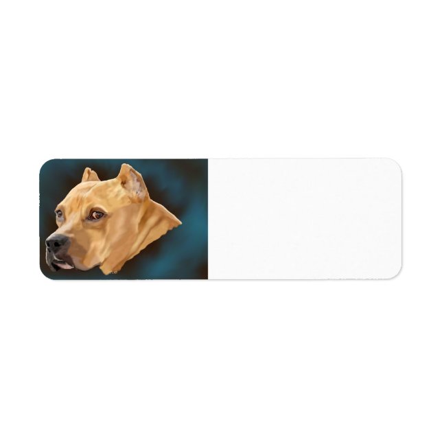 Red Pitbull Dog Return Address Label (Front)