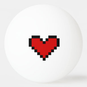 Red pixel heart ping pong ball for table tennis