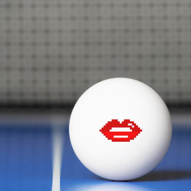 Red pixel lips ping pong ball for table tennis (Net)