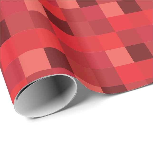 Red Pixelated Pattern Wrapping Paper (Roll Corner)