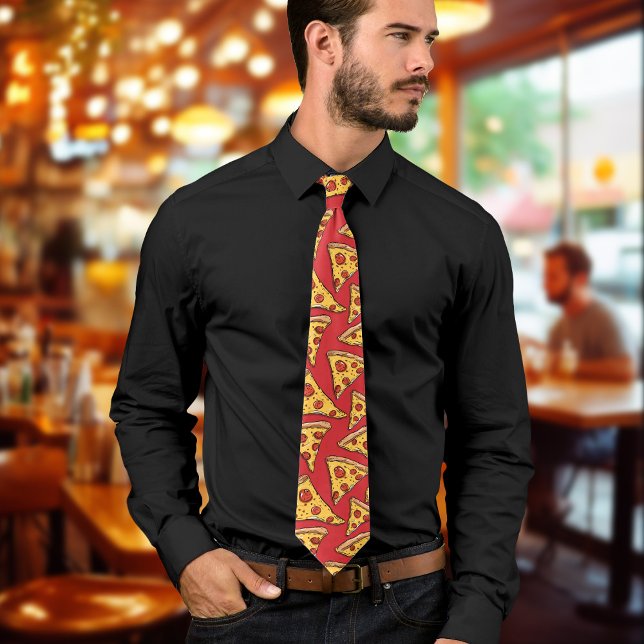 Red Pizza Cartoon Fun & Stylish Tie (Red Pizza Cartoon Fun & Stylish Neck Tie)