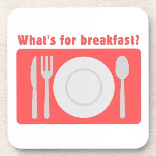 Red Placemat What's for Breakfast Beverage Coaster