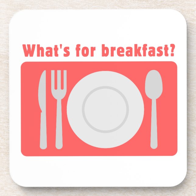 Red Placemat What's for Breakfast Beverage Coaster (Front)