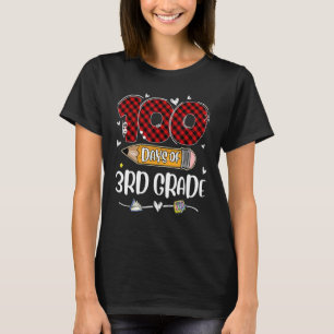 Red Plaid 100 Days Of 3rd Grade Teacher 100th Day  T-Shirt