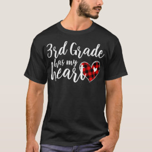 Red Plaid 3rd Third Grade Has My Heart Teacher Val T-Shirt