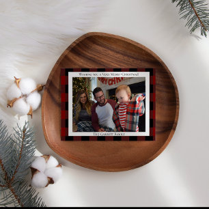 Red Plaid Add Your Own Image Christmas Holiday Card