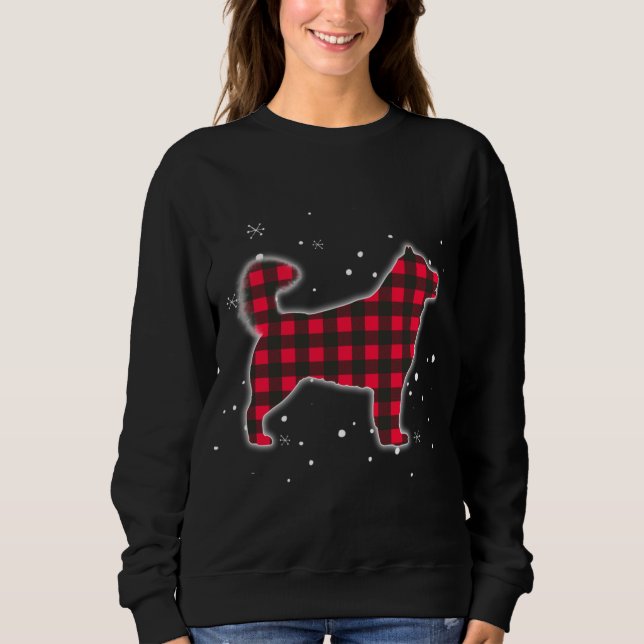 Red Plaid Alaskan Malamute Matching Buffalo Family Sweatshirt (Front)
