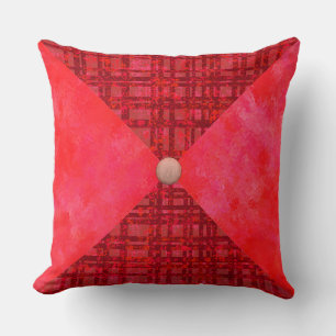 Red Plaid and Check Throw Pillow