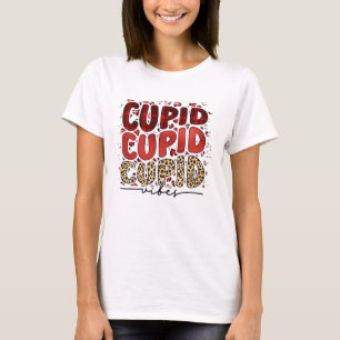 Red Plaid and Leopard Print Cupid Vibes T-Shirt